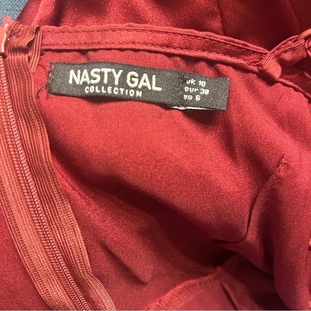 Nasty Gal Burgundy Love at First Sight Wrap Dress, Size 6 - Picture 11 of 11